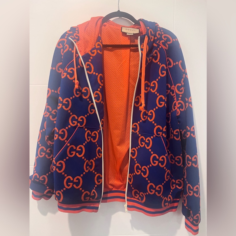 Gucci Navy and Orange Logo Jacket
